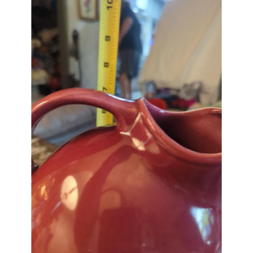 Vintage Hall Pottery Burgundy Pitcher Ice Guard Tilt Ball  Made USA